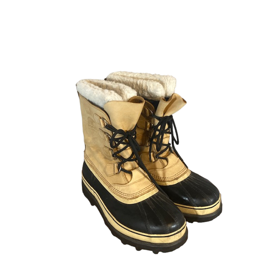 Sorel Caribou Tan Leather Waterproof Lace Up Winter Snow Boots Men Sz 9